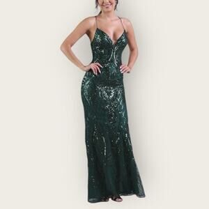 NWT | Promgirl Rated PG | Backless Sequin Maxi Dress | Forest Green | Various